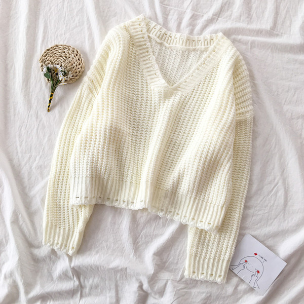 Pulover casual dama cu decolteu in V in patru culori