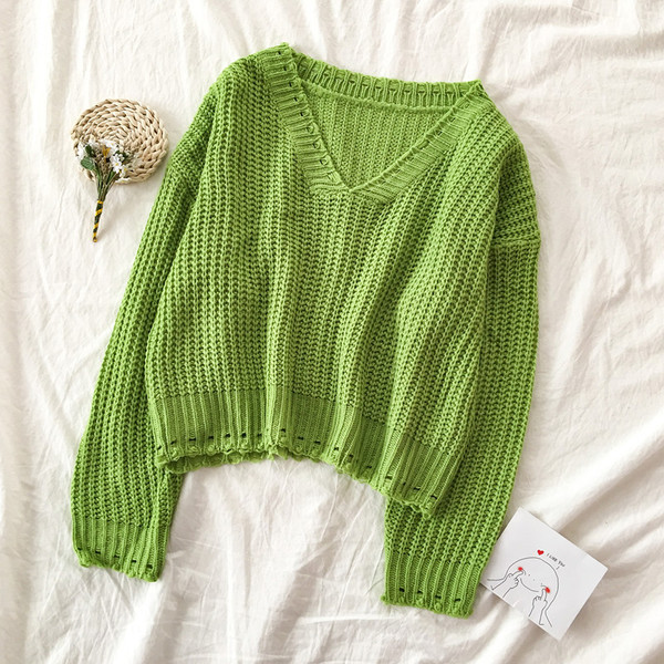 Pulover casual dama cu decolteu in V in patru culori