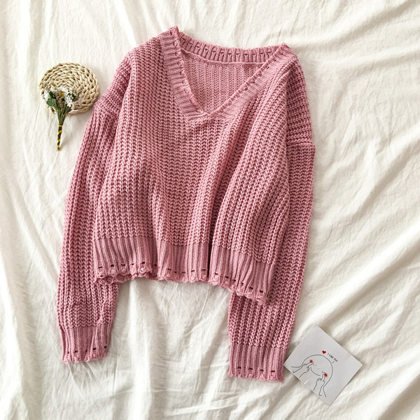 Pulover casual dama cu decolteu in V in patru culori