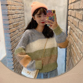 Pulover de dama de culoare casual cu decolteu oval