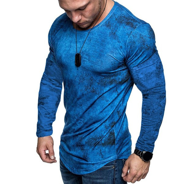 Ежедневна мъжка блуза с обло деколте