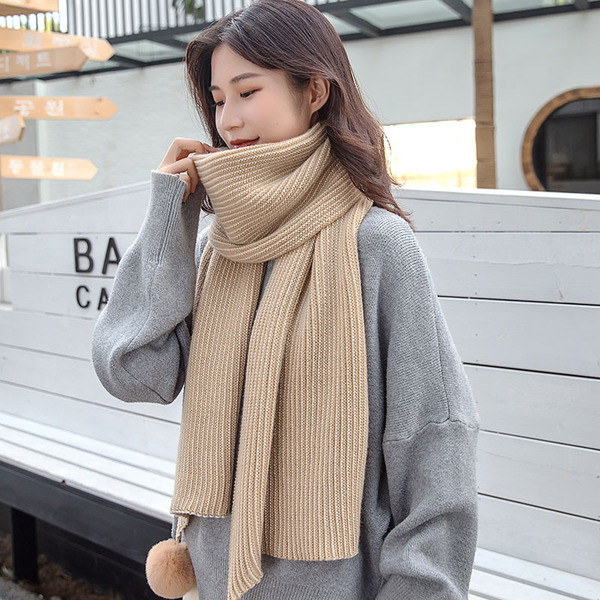 Зимен дамски шал с пух в розов и кафяв цвят