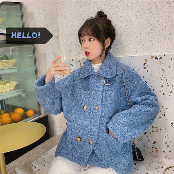 Модерно дамско широко палто в два цвята с копчета