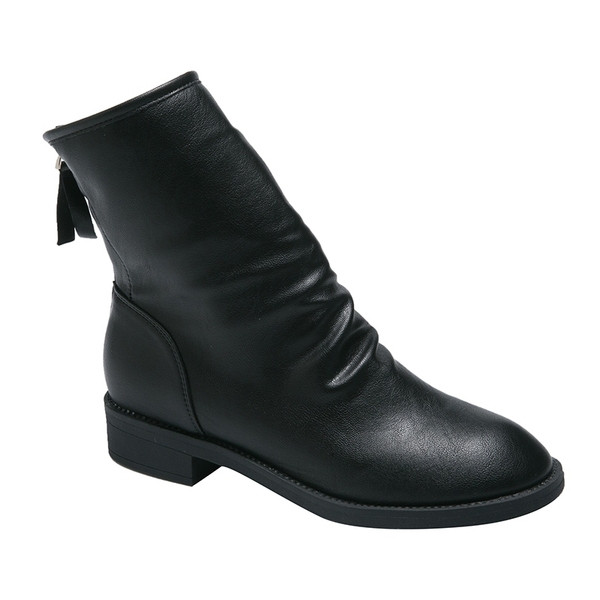 Ежедневни дамски боти с цип в бежов и черен цвят