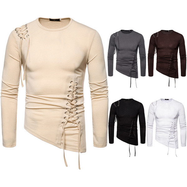 Bluza barbateasca model asimetric cu cravate in mai multe culori