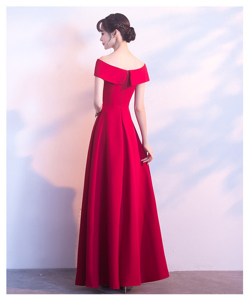 Model elegant de rochie lunga de dama croiala in negru si rosu