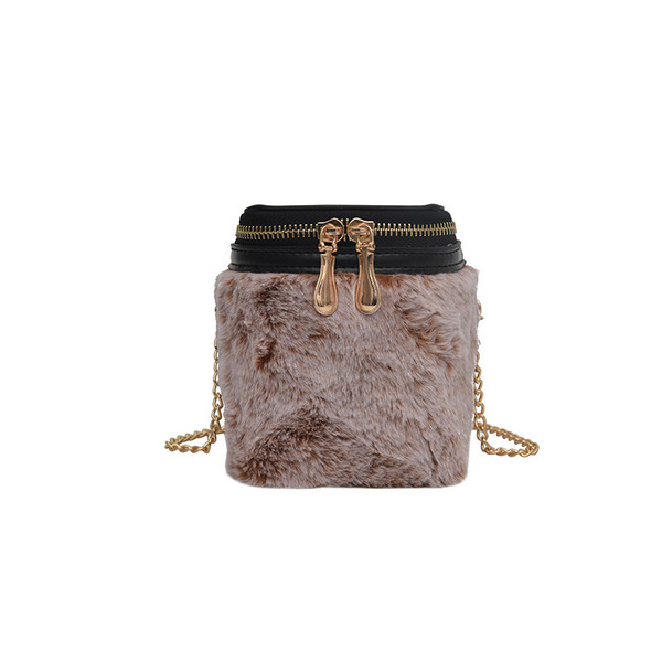 Geantă de pluș de damă cu mâner lung și fermoar