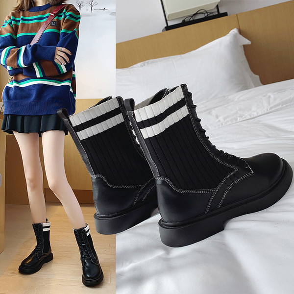 Ghete de dama moderne in negru si sireturi