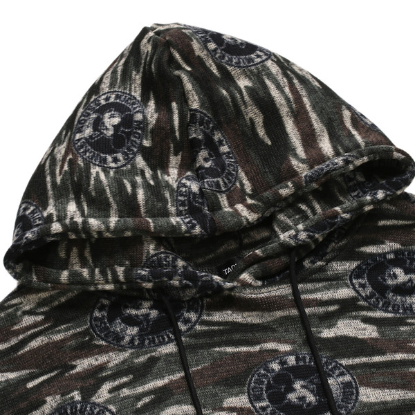 Hanorac de zi cu zi pentru bărbați cu glugă și model de camuflaj în verde