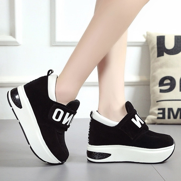 Tenisi casual dama cu platforma cu autocolant in trei culori