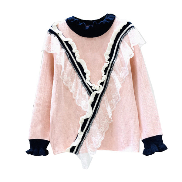 Bluza casual dama cu element de dantela in trei culori