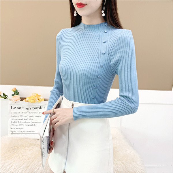 Pulover de dama modern cu nasturi si maneci lungi in mai multe culori