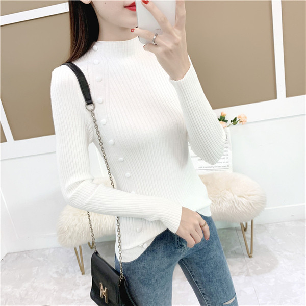 Pulover de dama modern cu nasturi si maneci lungi in mai multe culori