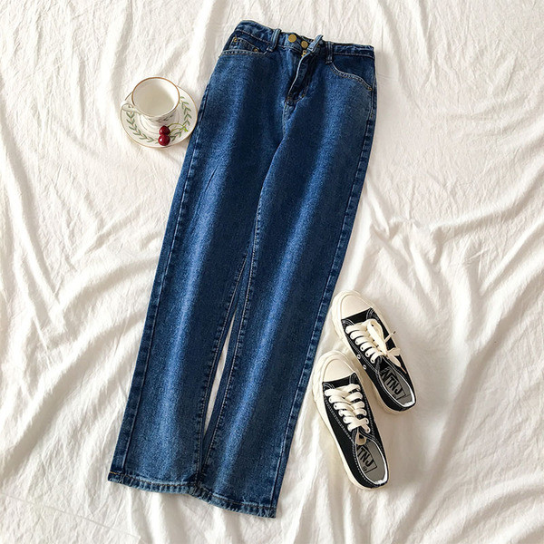 Blugi casual de dama in doua culori cu buzunare si talie inalta