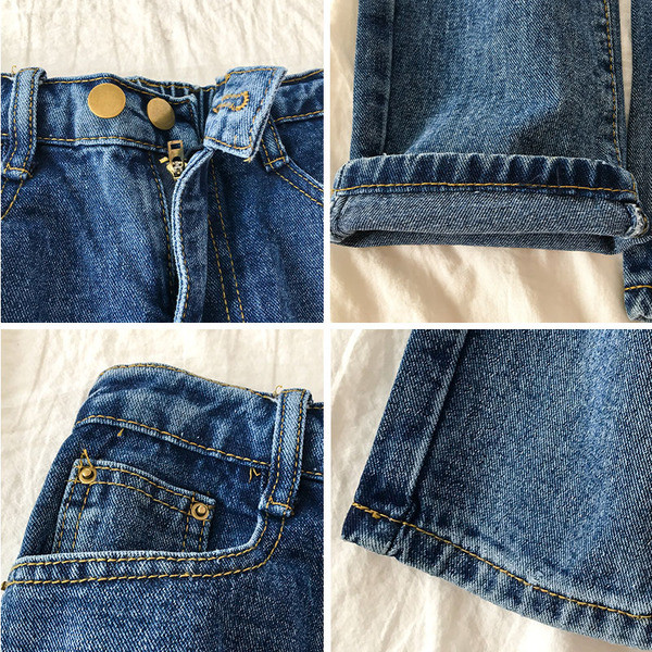 Blugi casual de dama in doua culori cu buzunare si talie inalta