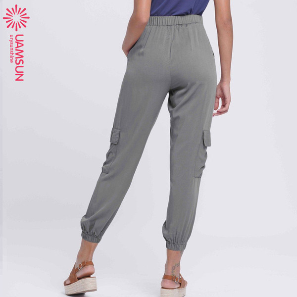 Pantaloni lungi casual de dama cu talie inalta si cravate in mai multe culori