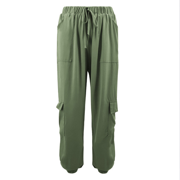 Pantaloni lungi casual de dama cu talie inalta si cravate in mai multe culori