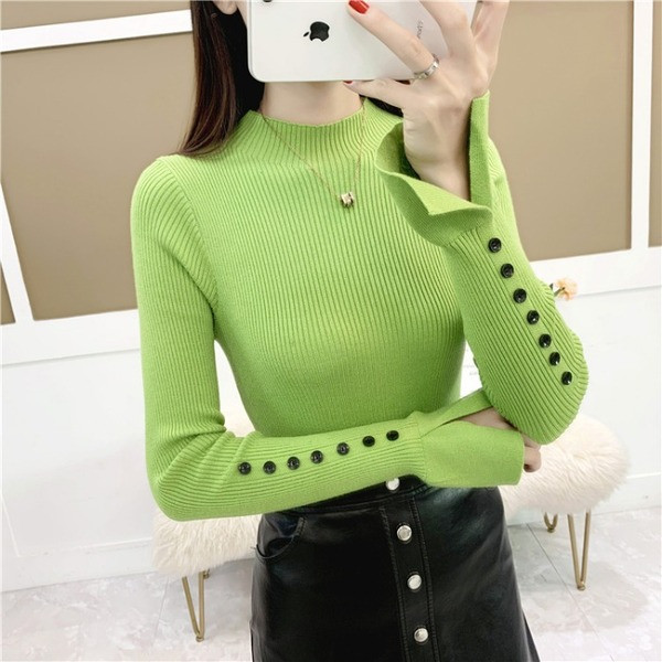 Pulover de dama model nou cu nasturi pe maneci in mai multe culori