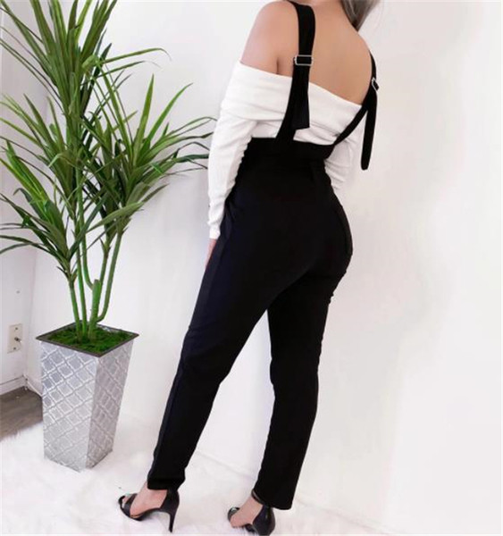 Salopetă de damă modernă cu curea de culoare neagră