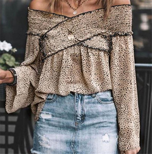 Bluză de damă modernă cu mâneci lungi și umerii goi