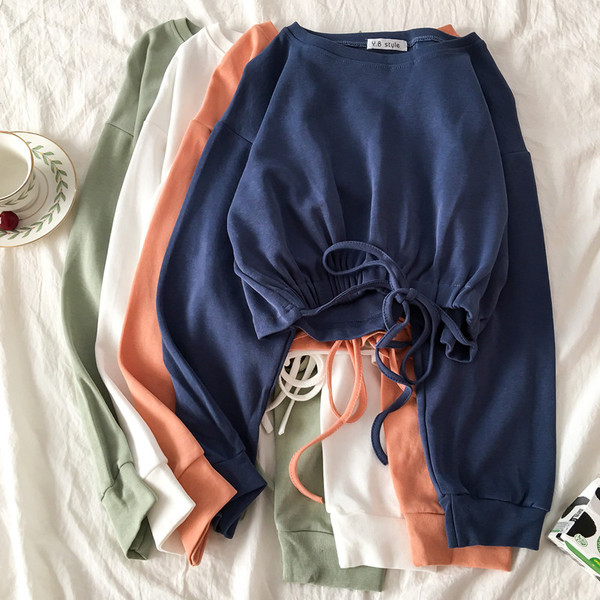 Bluza de dama in patru culori cu cravate si maneci lungi