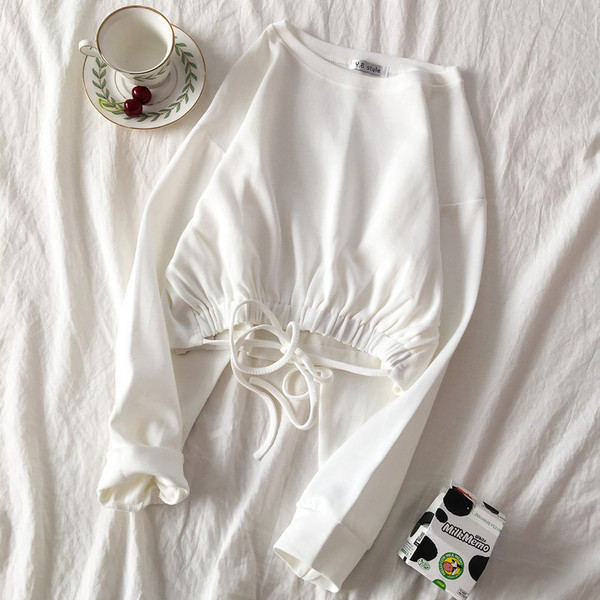 Bluza de dama in patru culori cu cravate si maneci lungi