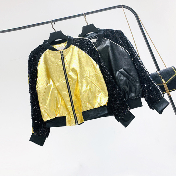 Geaca de dama moderna cu efect stralucitor in doua culori