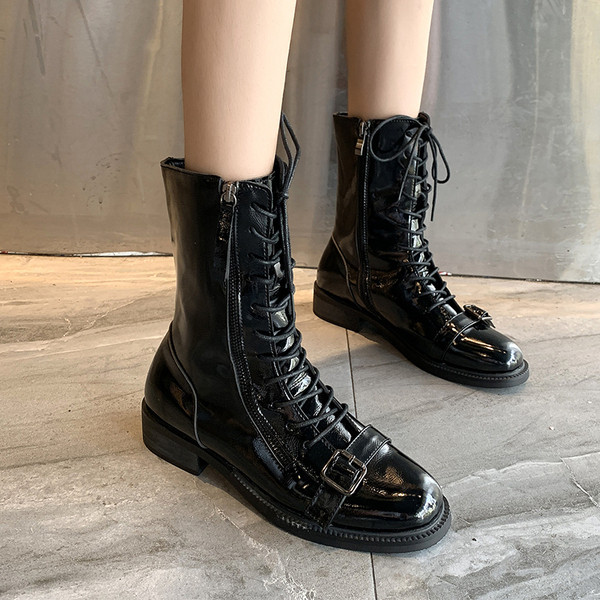 Modern női csizma fűzővel és cipzárral három színben