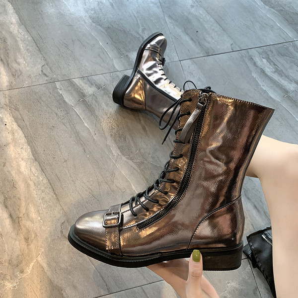 Modern női csizma fűzővel és cipzárral három színben