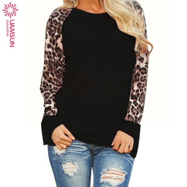 Bluză casual de damă cu decolteu O și model animal în mai multe culori