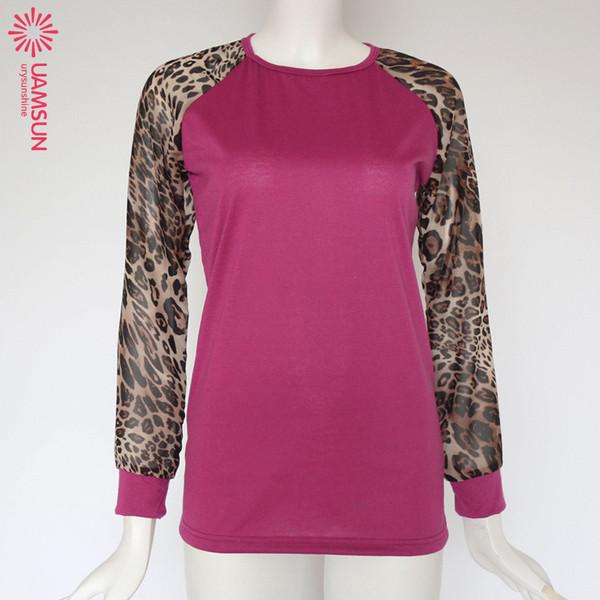 Bluză casual de damă cu decolteu O și model animal în mai multe culori