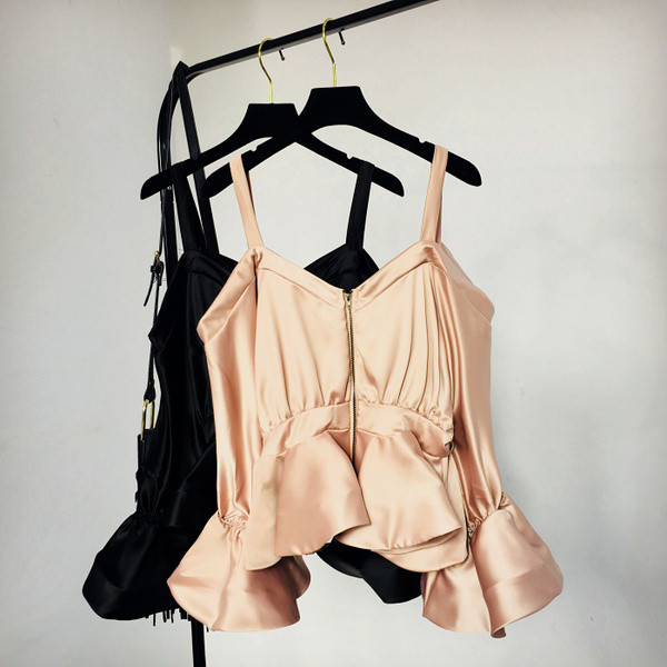 Model asimetric maiou elegant de dama din satin