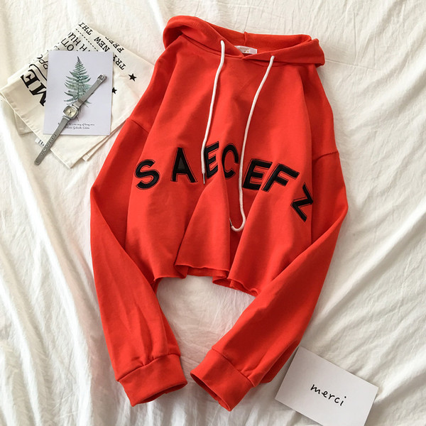 Bluză casual de damă în patru culori cu inscripție și glugă