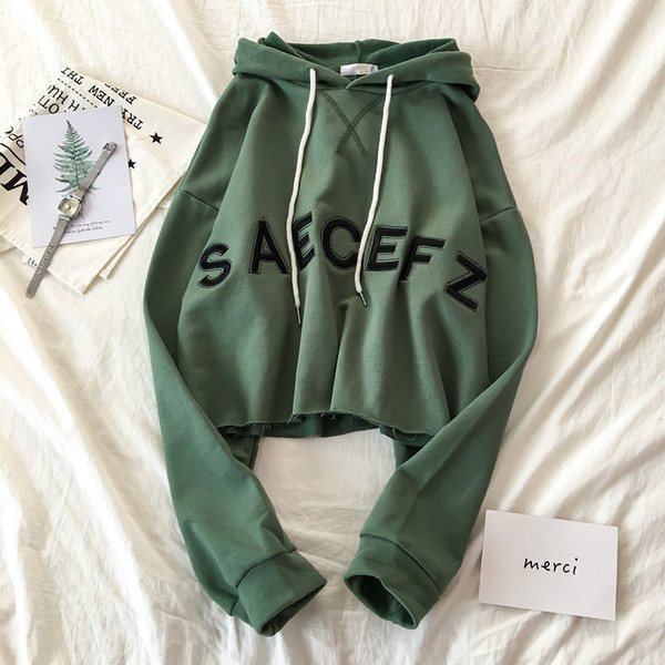 Bluză casual de damă în patru culori cu inscripție și glugă