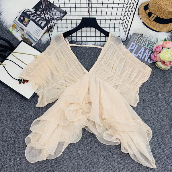 Cămașă modernă de damă cu decolteu în V adânc în mai multe culori