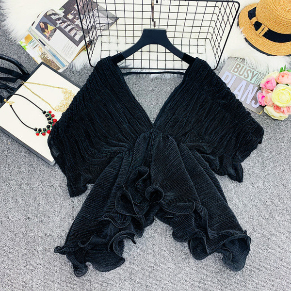 Cămașă modernă de damă cu decolteu în V adânc în mai multe culori