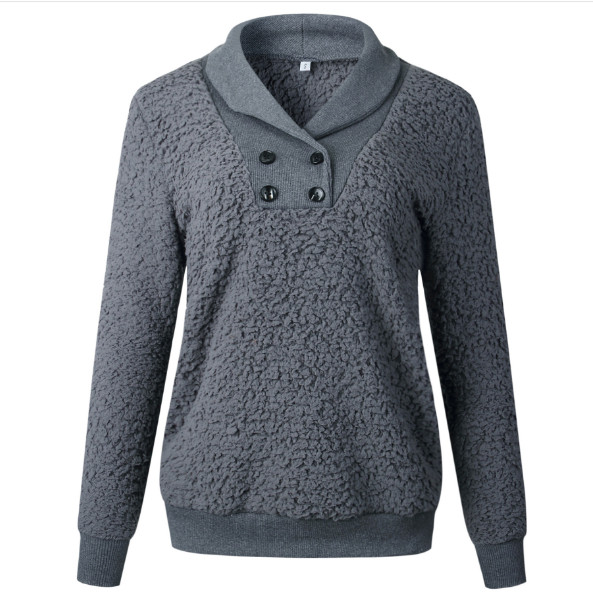 Pulover casual de dama cu nasturi in roz si gri