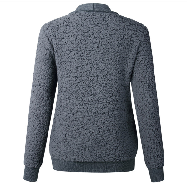 Pulover casual de dama cu nasturi in roz si gri