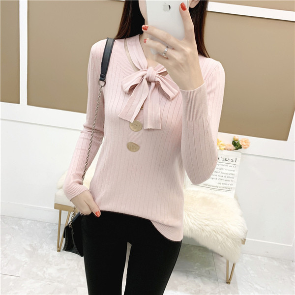 Pulover de dama model nou cu nasturi si cravate in mai multe culori