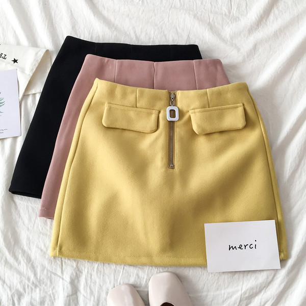 Fusta de dama moderna in trei culori cu fermoar