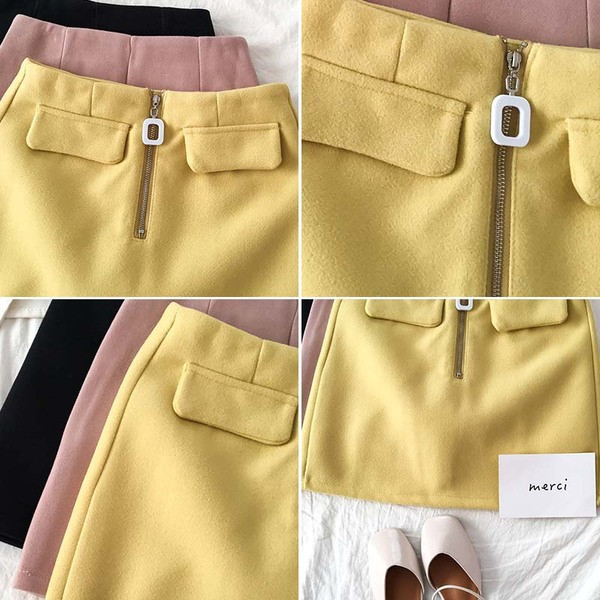 Fusta de dama moderna in trei culori cu fermoar