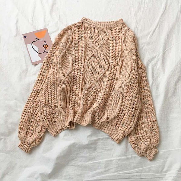 Pulover de dama in trei culori cu decolteu oval si maneci lungi