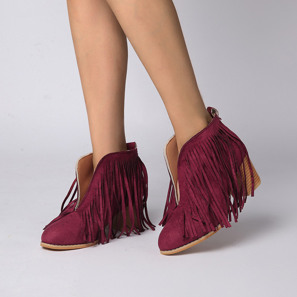 Model NOU de cizme dama cu franjuri si toc in mai multe culori