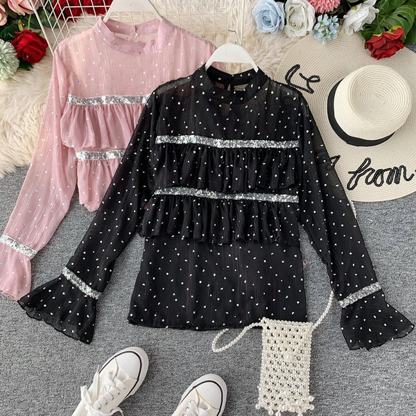 Cămașă modernă de damă în patru culori de puncte