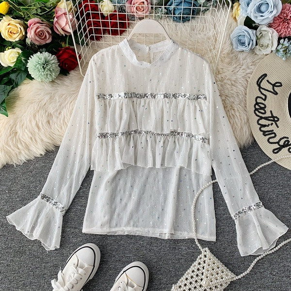 Cămașă modernă de damă în patru culori de puncte