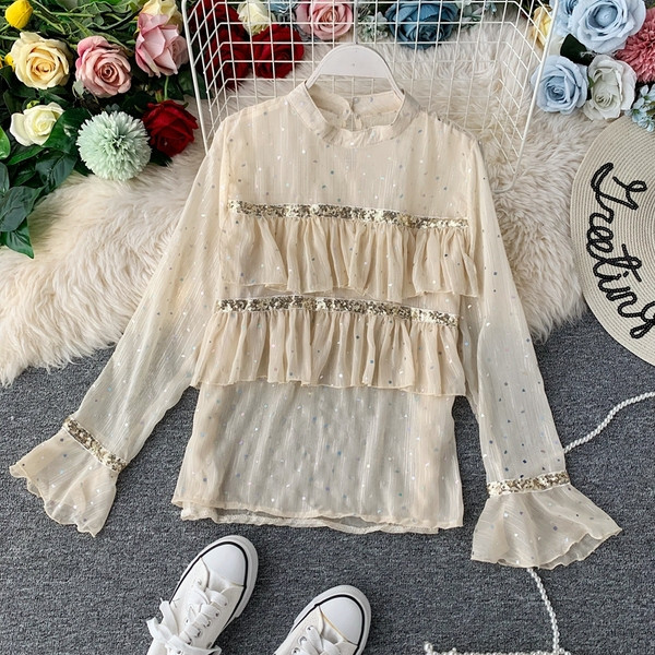 Cămașă modernă de damă în patru culori de puncte