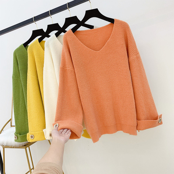 Pulover de dama cu decolteu spitz in mai multe culori