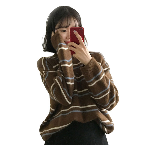 Pulover de dama lat cu decolteu oval in trei culori