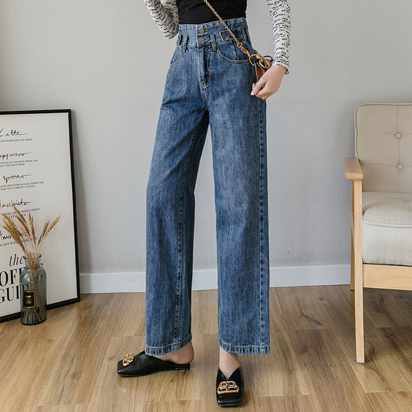 Model nou de blugi de dama de culoare albastra - talie inalta