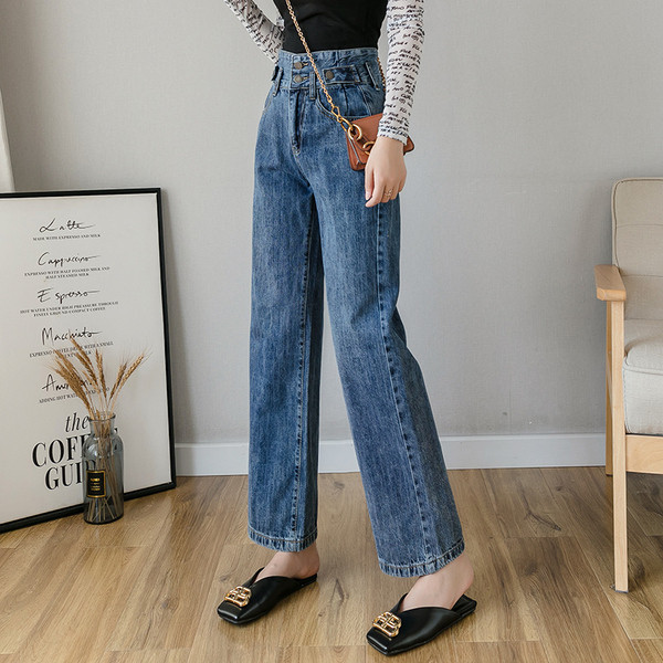 Model nou de blugi de dama de culoare albastra - talie inalta